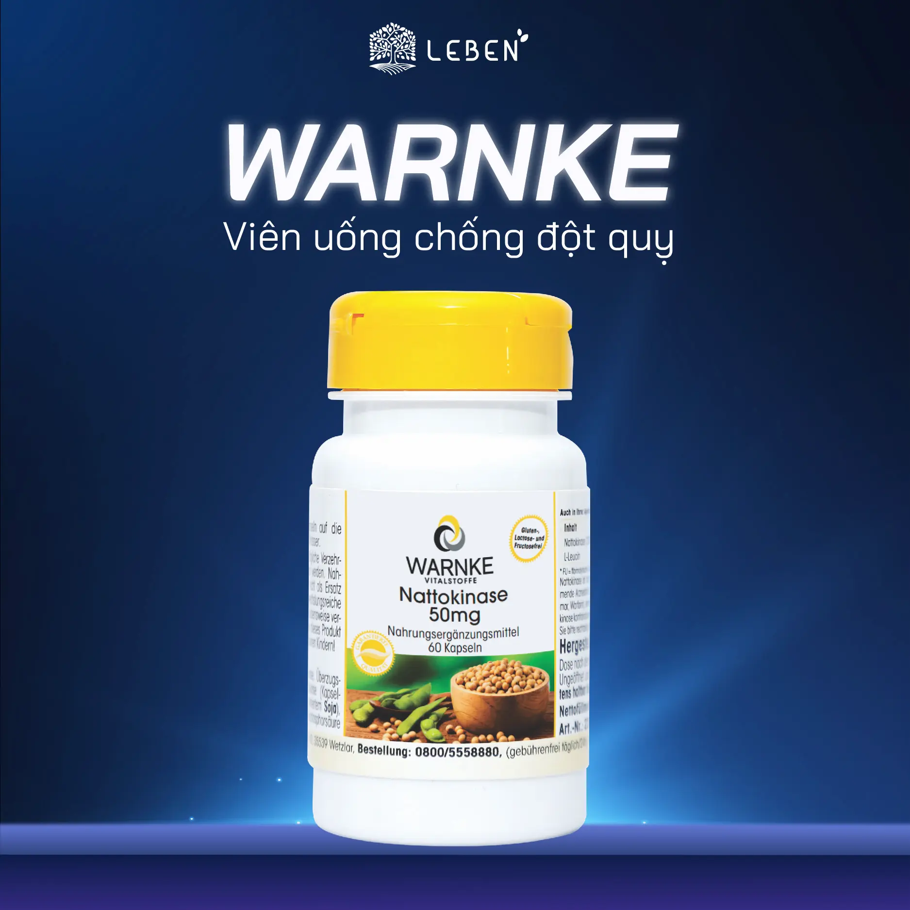 Viên Uống Chống Đông Máu, Đột Quỵ Warnke Nattokinase – Nattokinase 50mg Fermentiert 2000 FU