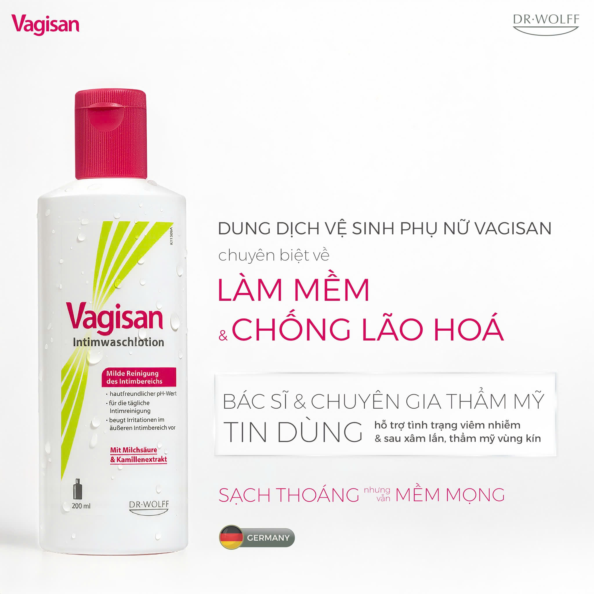 Dung dịch vệ sinh phụ nữ Vagisan Intimwaschlotion làm mềm và chống lão hóa