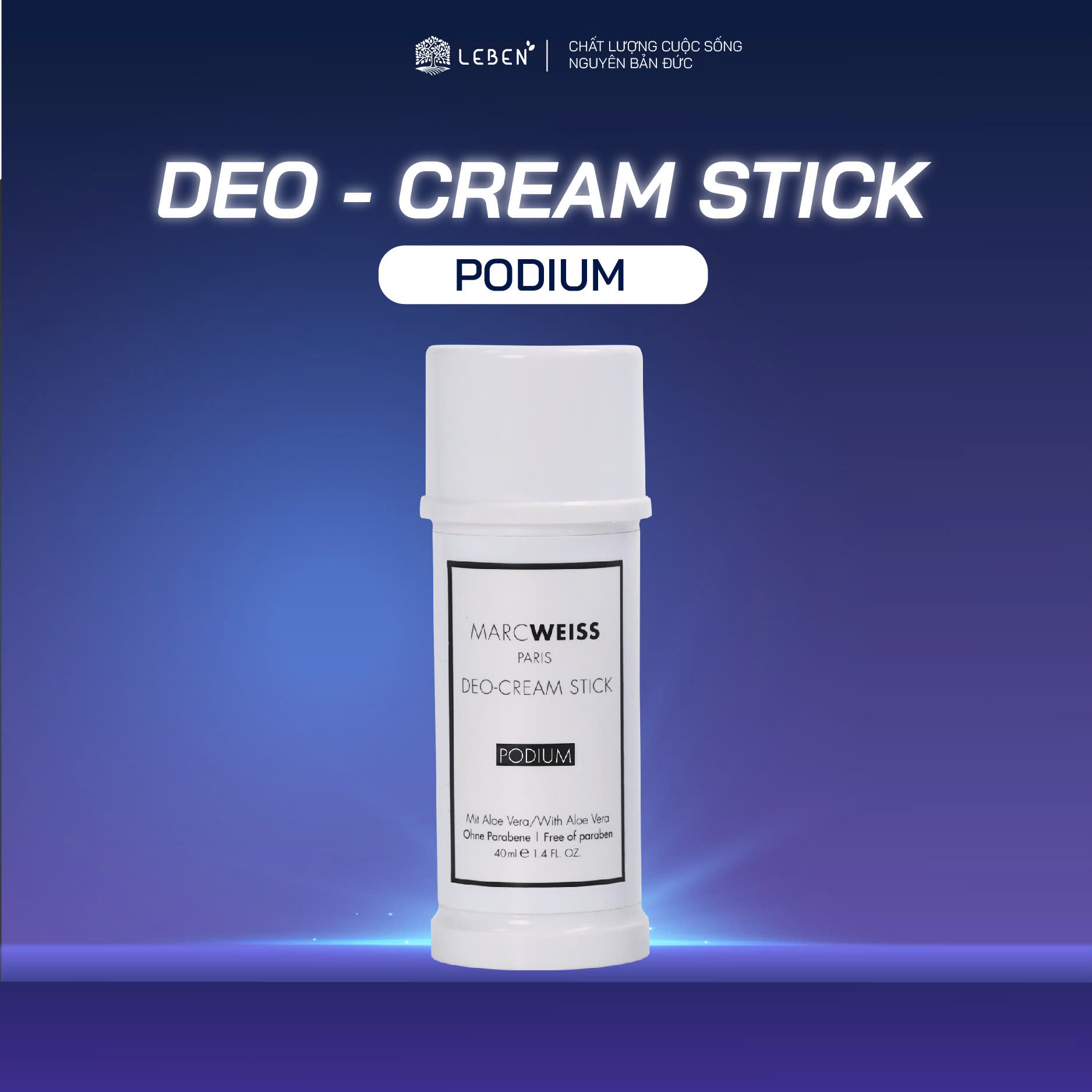 Lăn khử mùi 4 trong 1 Deo MarcWeiss Podium hương hoa trái cây sảng khoái, trẻ trung, dưỡng sáng da, ngăn mồ hôi 40ml