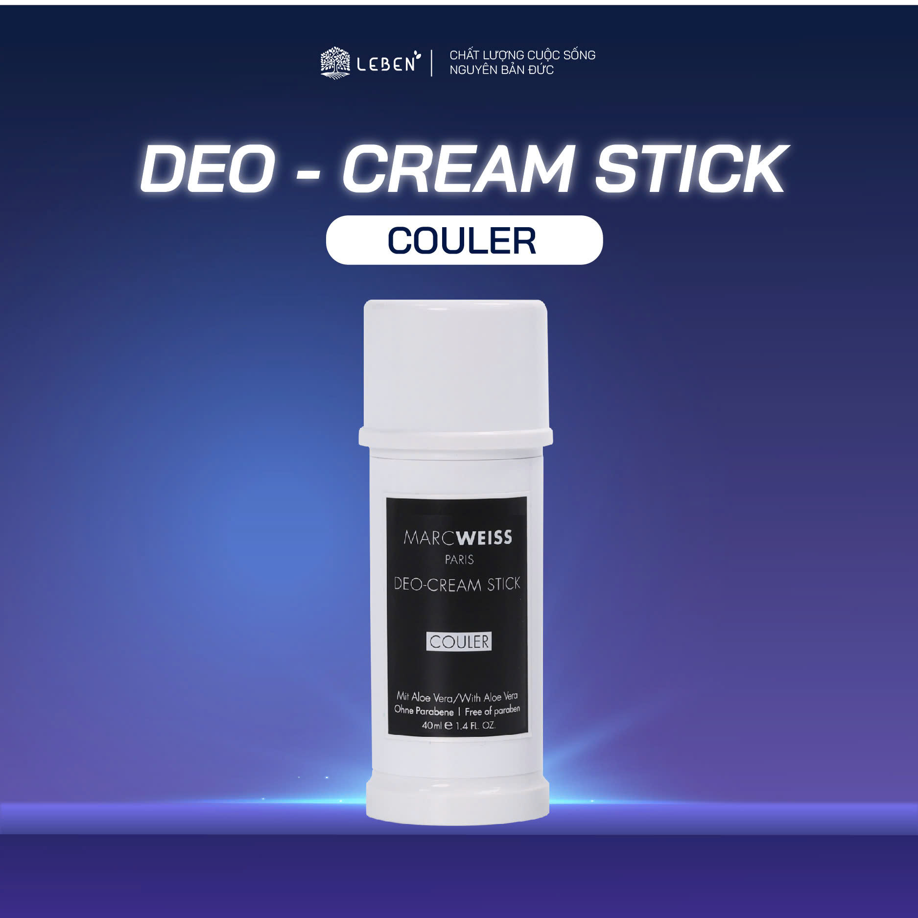 Lăn khử mùi 4 trong 1 Deo MarcWeiss Couler - Hương Classic (đậm mùi hơn): dạng kem dưỡng sáng da, ngăn mồ hôi và tích hợp hương nước hoa cao cấp từ Đức 40ml