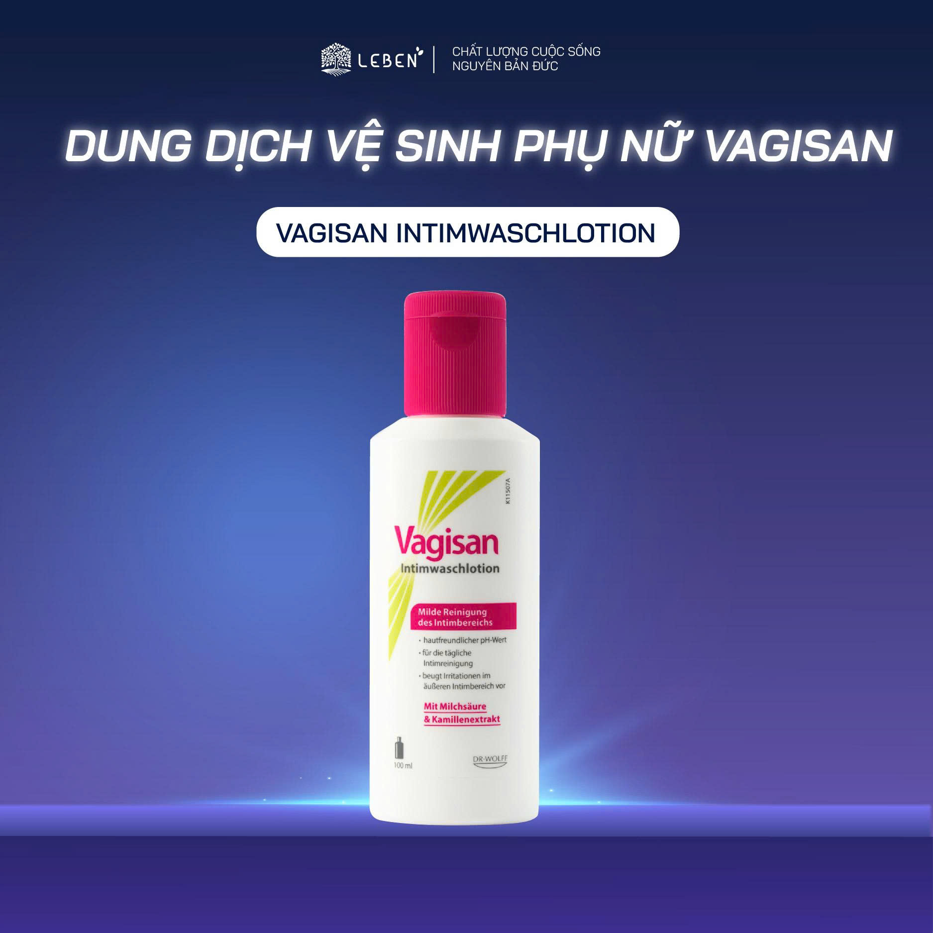 Dung dịch vệ sinh phụ nữ Vagisan Intimwaschlotion làm mềm và chống lão hóa