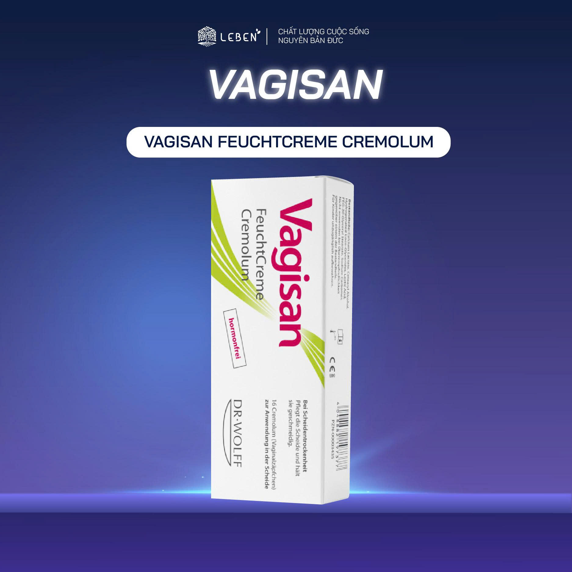 Viên đặt Vagisan FeuchtCreme Cremolum dưỡng ẩm chuyên sâu, giảm khô hạn