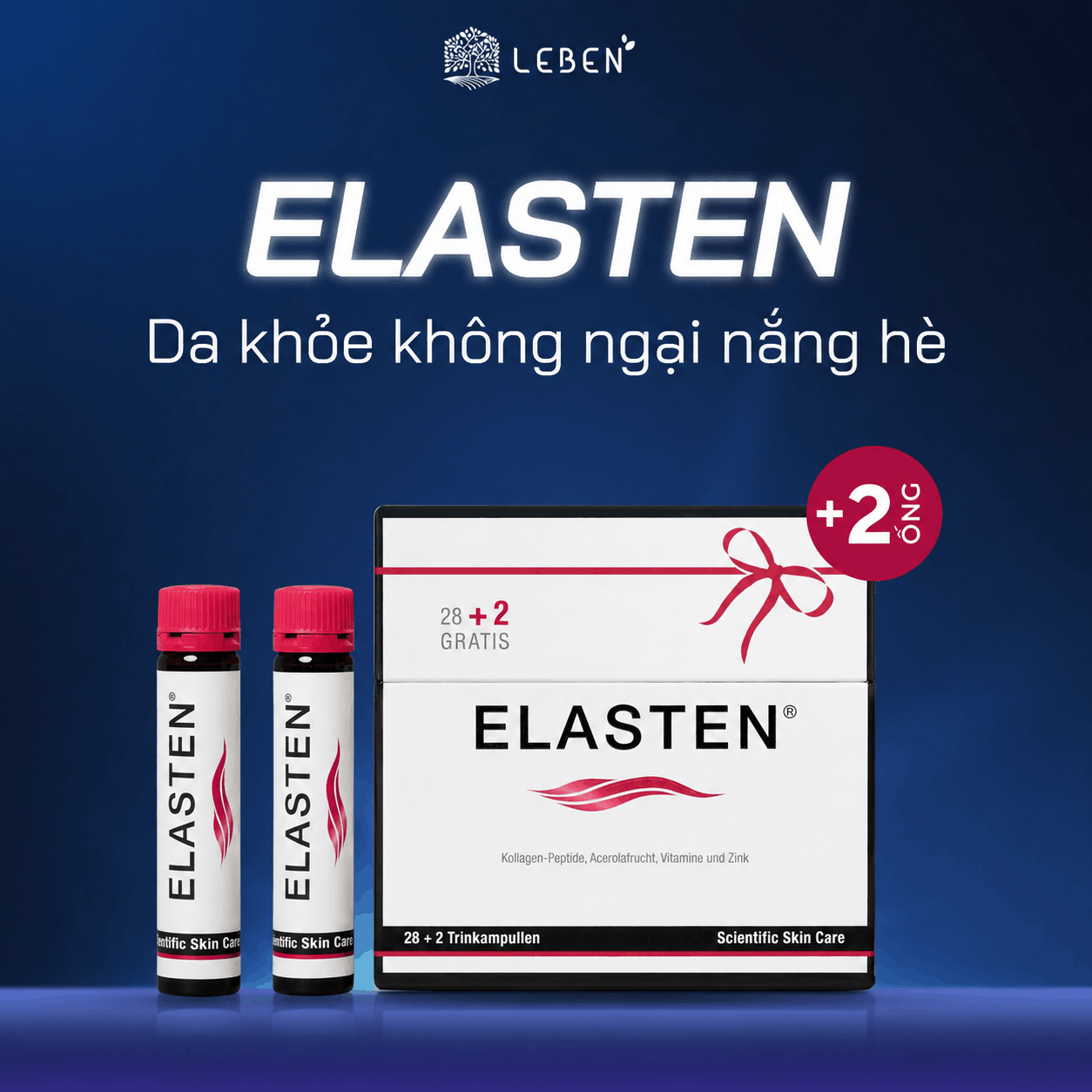 Collagen Elasten Hộp 28 ống x 25ml - Giúp Da Căng Mịn, Chống Lão Hóa, Tóc Chắc Khỏe
