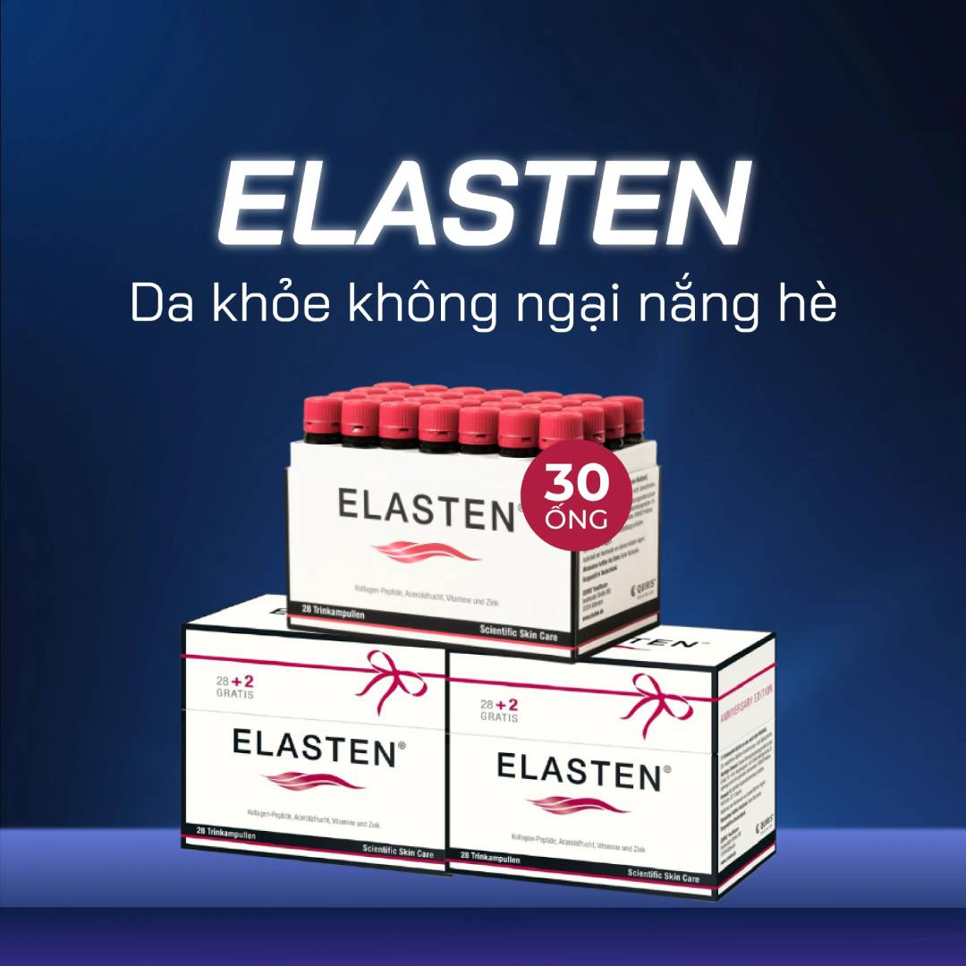3 Hộp Collagen Elasten Giúp Da Căng Mịn, Chống Lão Hóa, Hỗ Trợ Cho Tóc Chắc Khỏe 3x30 ống 25ml
